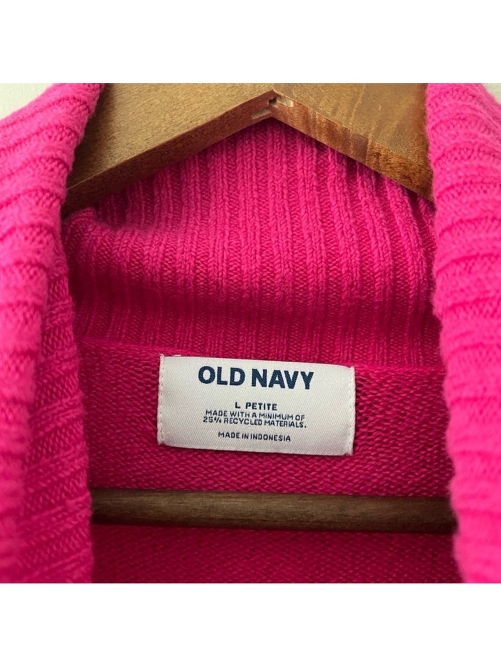 Old Navy Cozy Hot Pink Turtleneck Sweater Oversized Tunic Size Large Petite - Picture 8 of 12